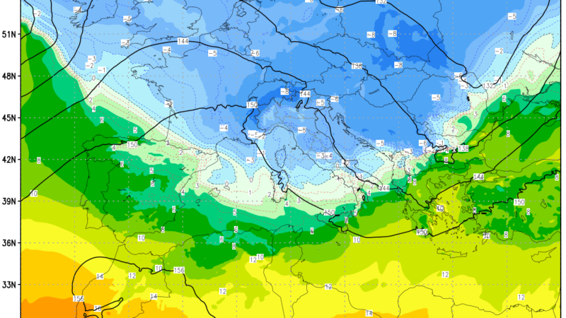 Neve a bassa quota al Nord e calo termico