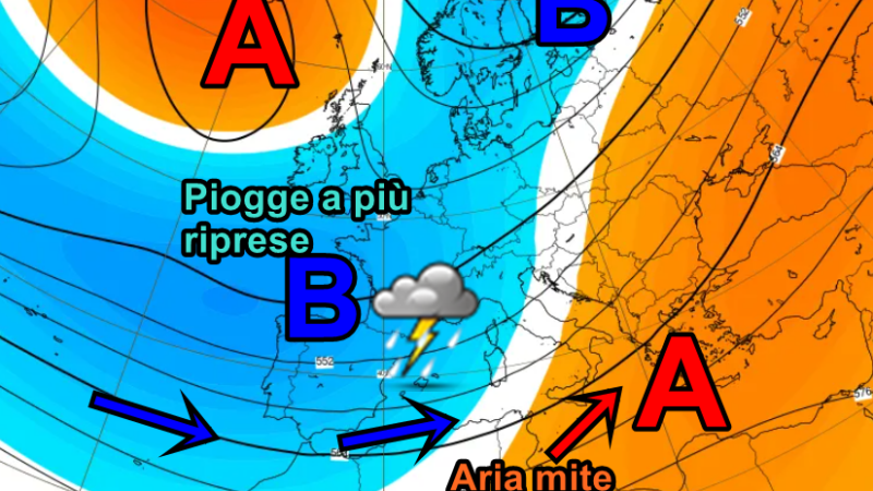 Lunga fase di piogge dal weekend